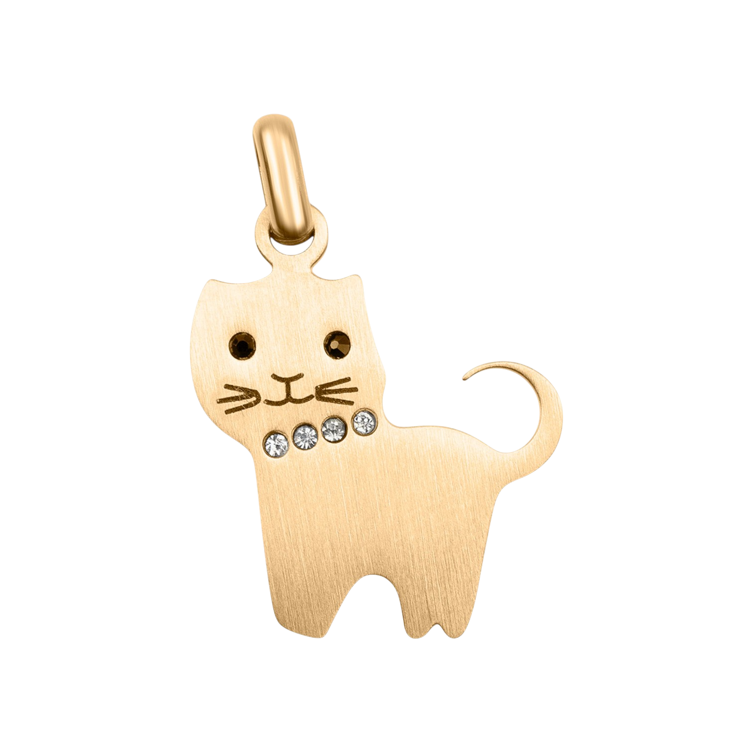 Cica charm cirkónia kövekkel, 18K arany PVD, cicakedvelőknek
