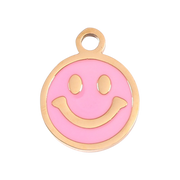 Mosoly charm rózsaszín epoxi bevonattal, 18K arany PVD, hipoallergén
