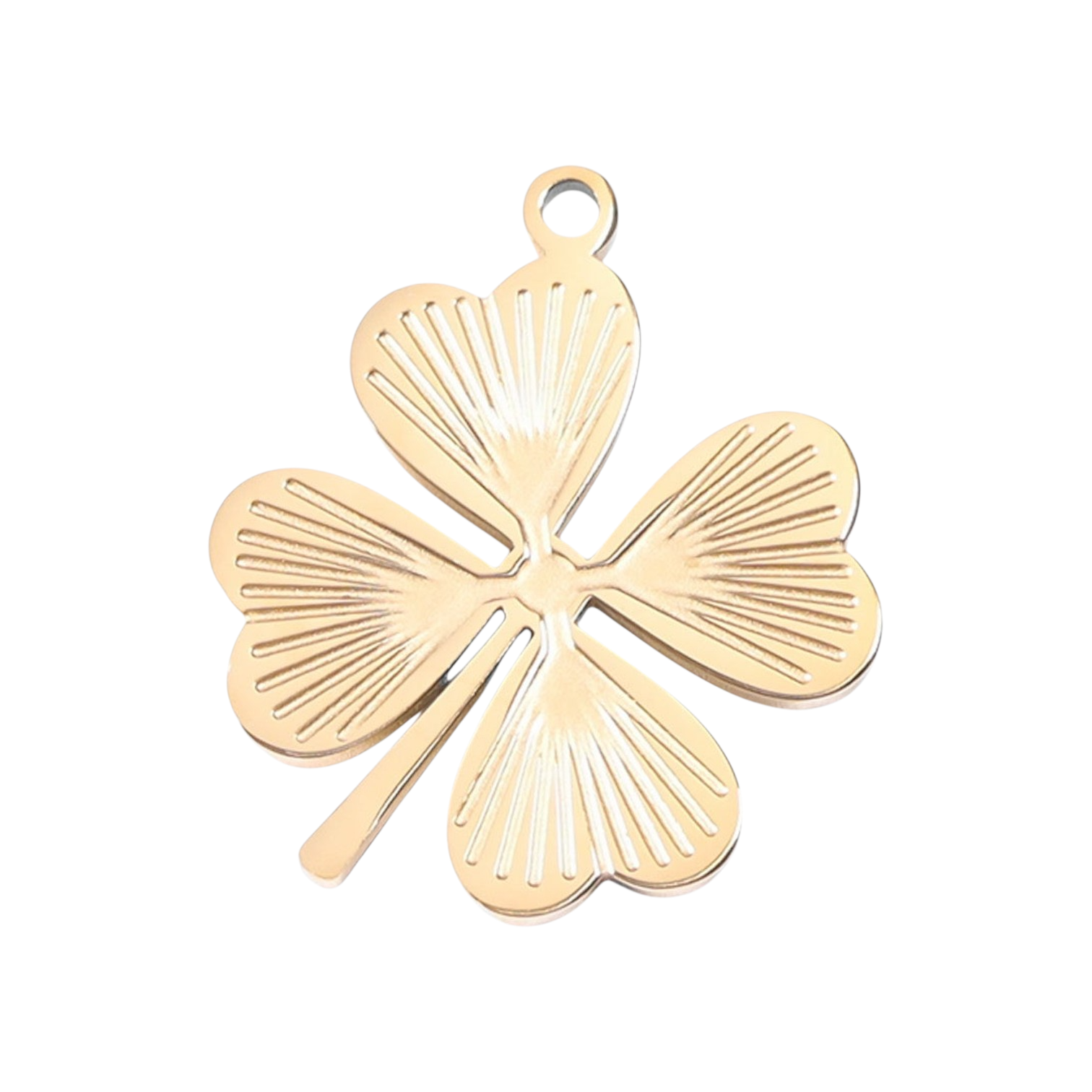 Lóhere charm napsugaras mintával, 18K arany PVD, szerencse szimbóluma
