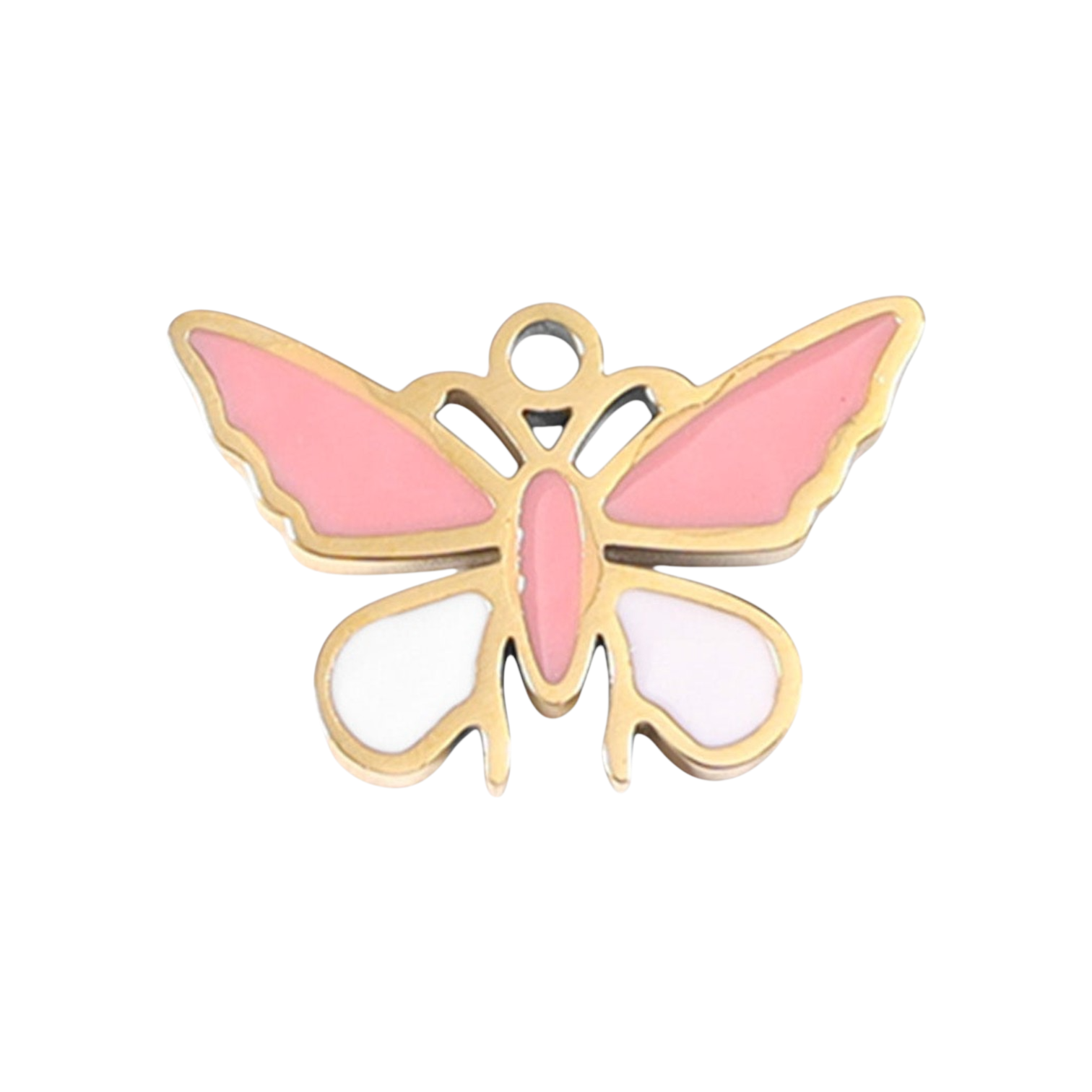 Pillangó charm zománcozott kivitelben, 18K arany PVD, hipoallergén
