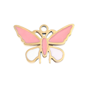 Pillangó charm zománcozott kivitelben, 18K arany PVD, hipoallergén
