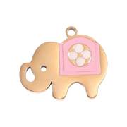 Elefánt charm epoxi díszítéssel, 18K arany PVD, hűség és erő szimbóluma
