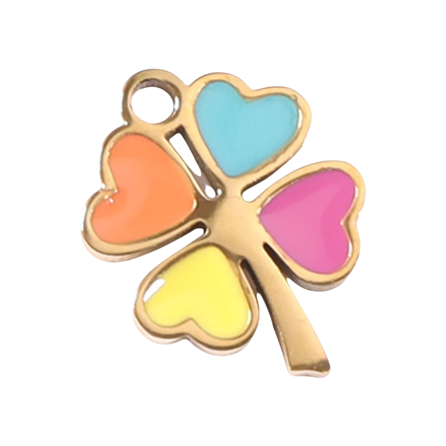 Színes lóhere charm többszínű PVD bevonattal, 18K arany alap
