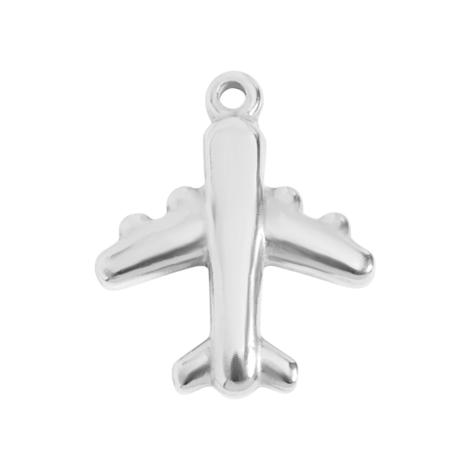 Repülőgép charm ezüst színű bevonattal, utazás és kaland szimbóluma
