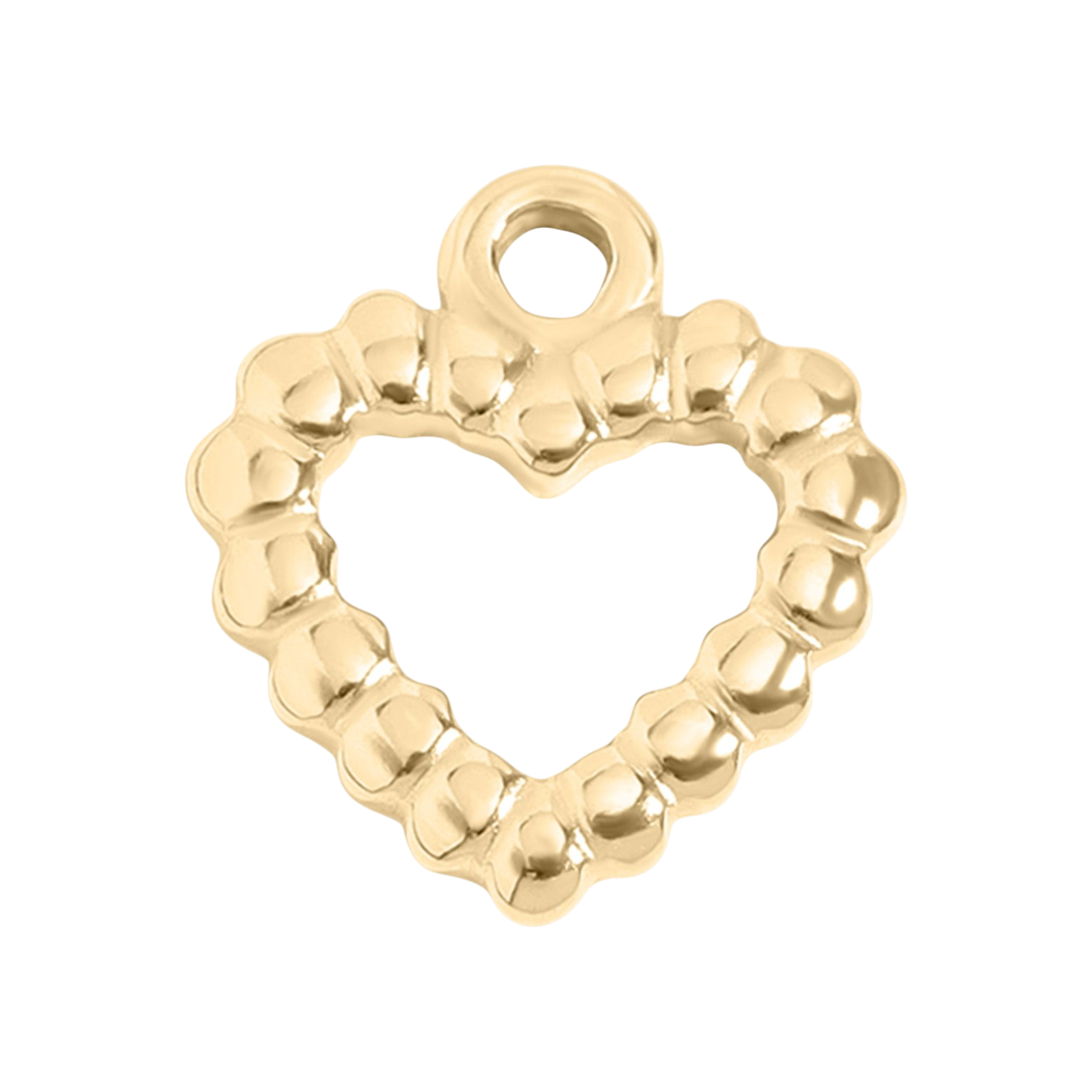 Szerelem charm texturált szív dizájnnal, 18K arany PVD, hipoallergén
