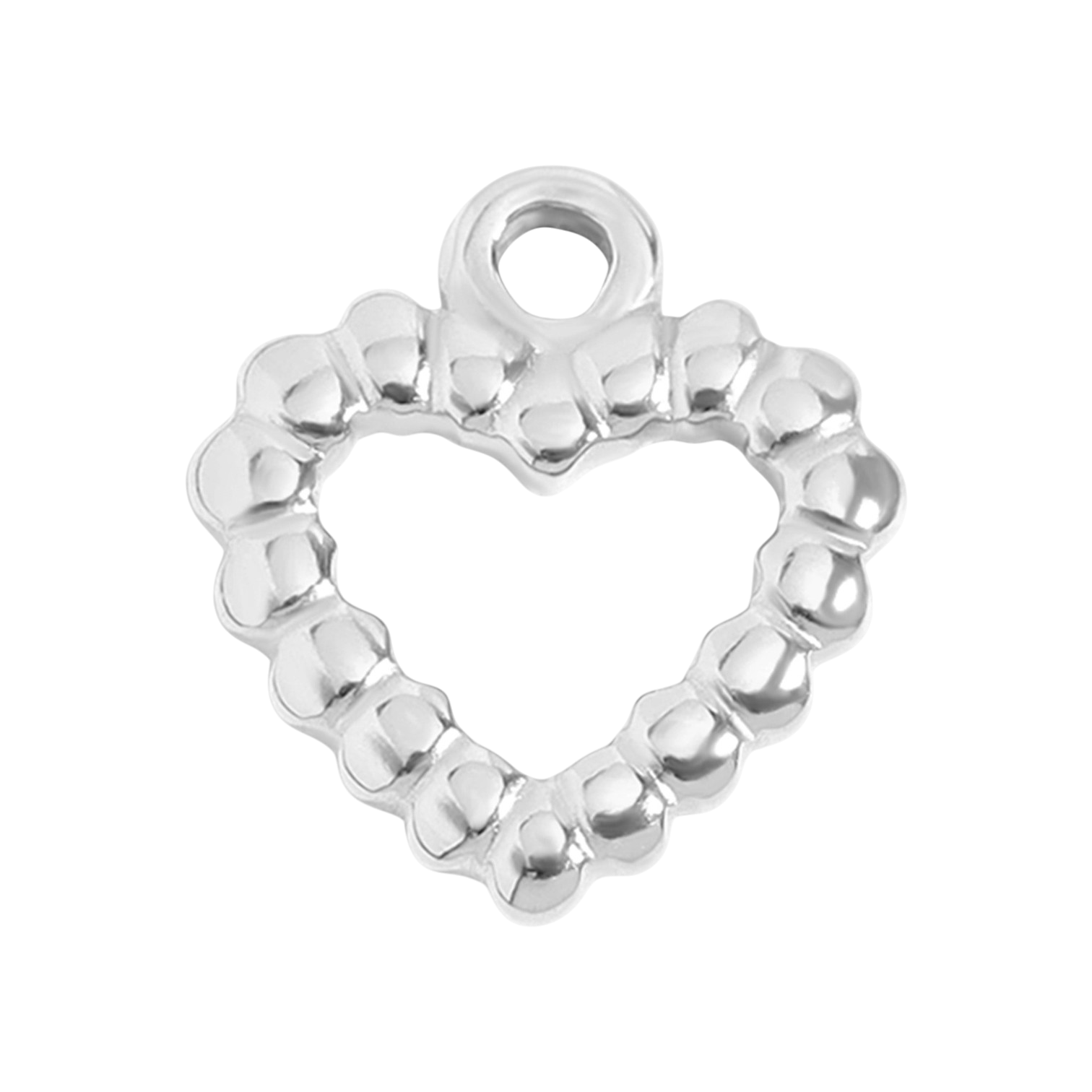 Szerelem charm texturált szív dizájnnal, ezüst színű, hipoallergén
