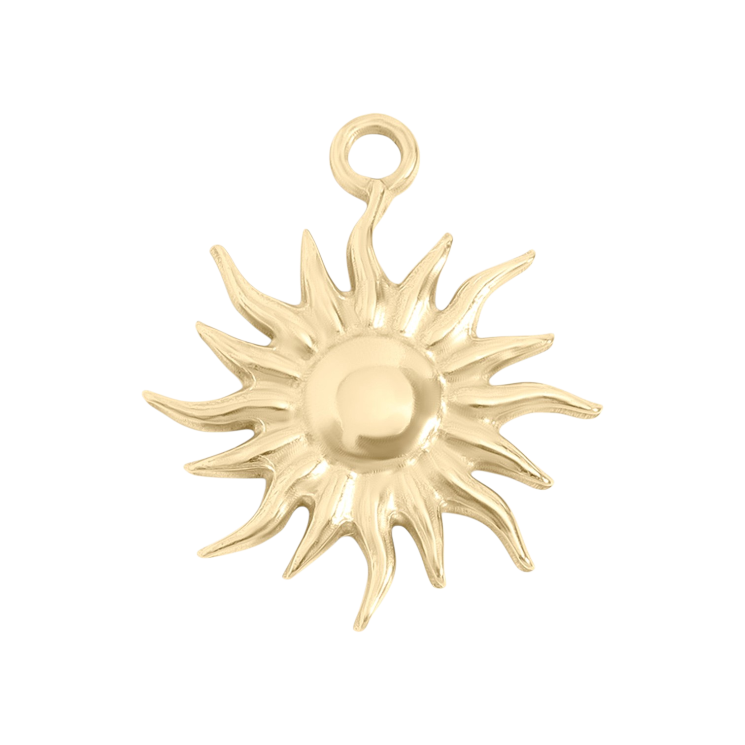 Misztikus nap charm 18K arany PVD bevonattal, napfény energia szimbóluma
