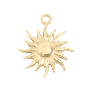 Misztikus nap charm 18K arany PVD bevonattal, napfény energia szimbóluma
