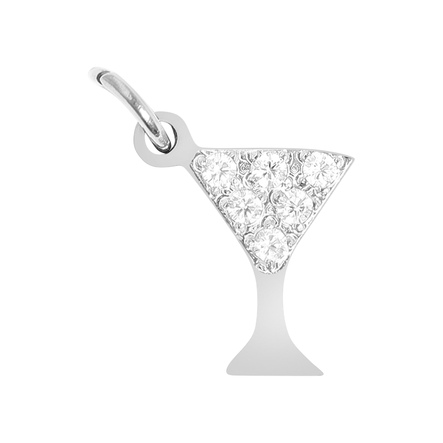 Koktél charm cirkónia kövekkel,ezüst színű, elegáns pohár dizájn
