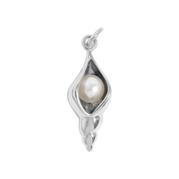Igazgyöngy kagyló charm - Silver / 20mm x 7mm