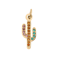 Kaktusz charm - Gold / 17mm x 7mm
