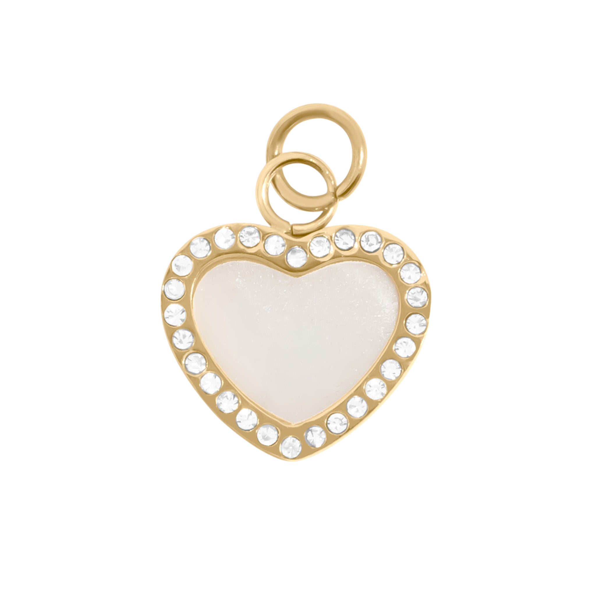 Márvány szív charm 18K arany PVD bevonattal, csillogó kövekkel
