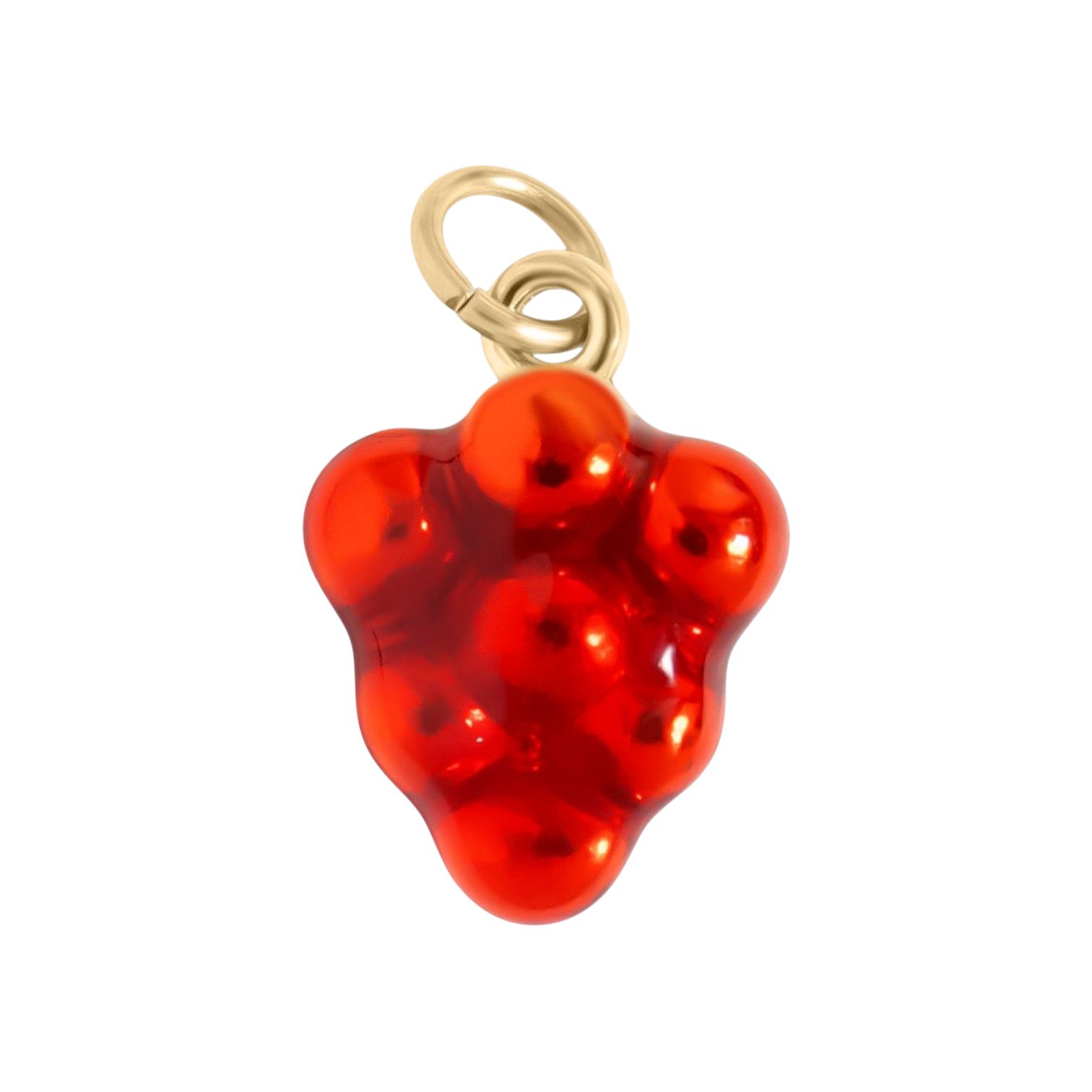 Málna charm mélypiros zománccal, 18K arany PVD, gyümölcs motívum
