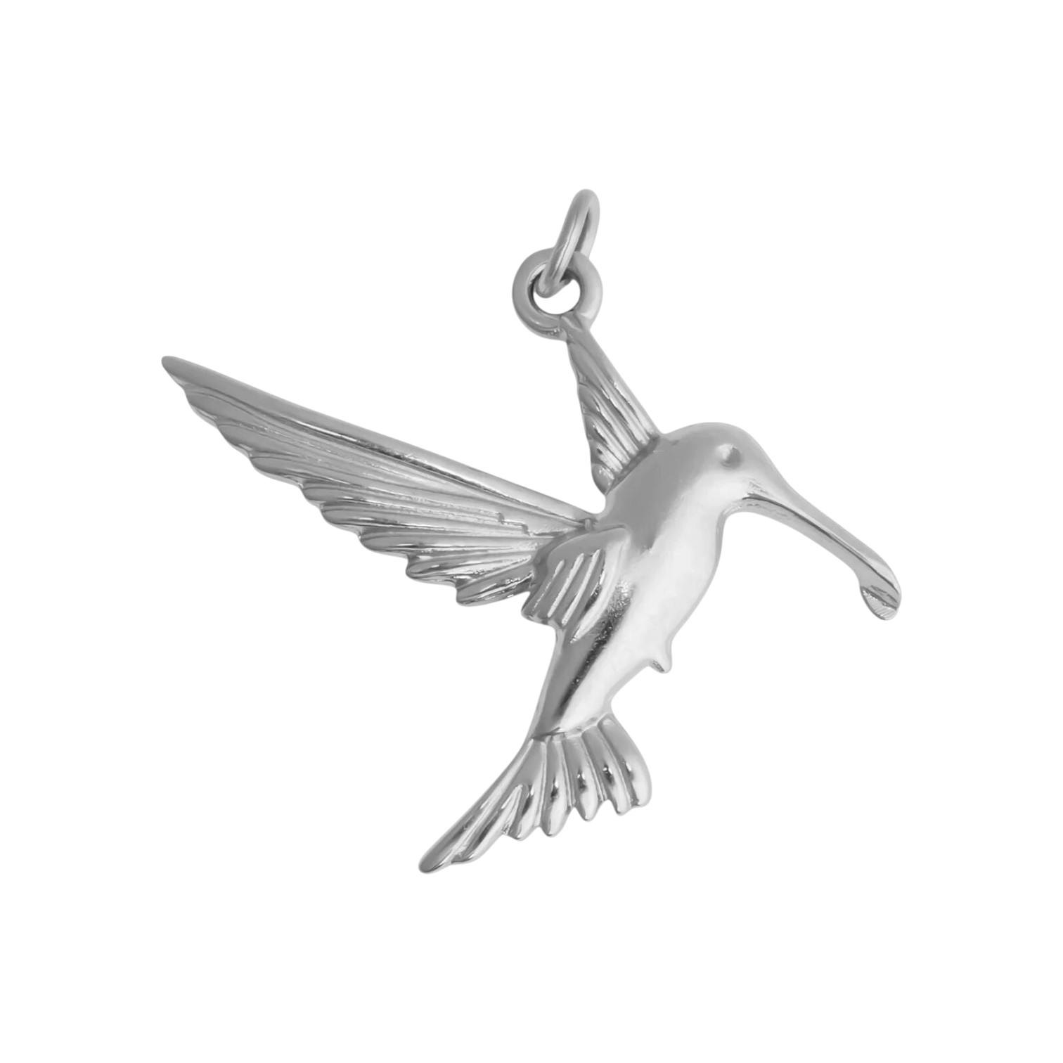 Kolibri charm ezüst színű, madár motívum, hipoallergén
