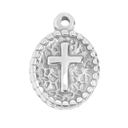 Kereszt charm 316L rozsdamentes acél, hipoallergén, vallási ékszer
