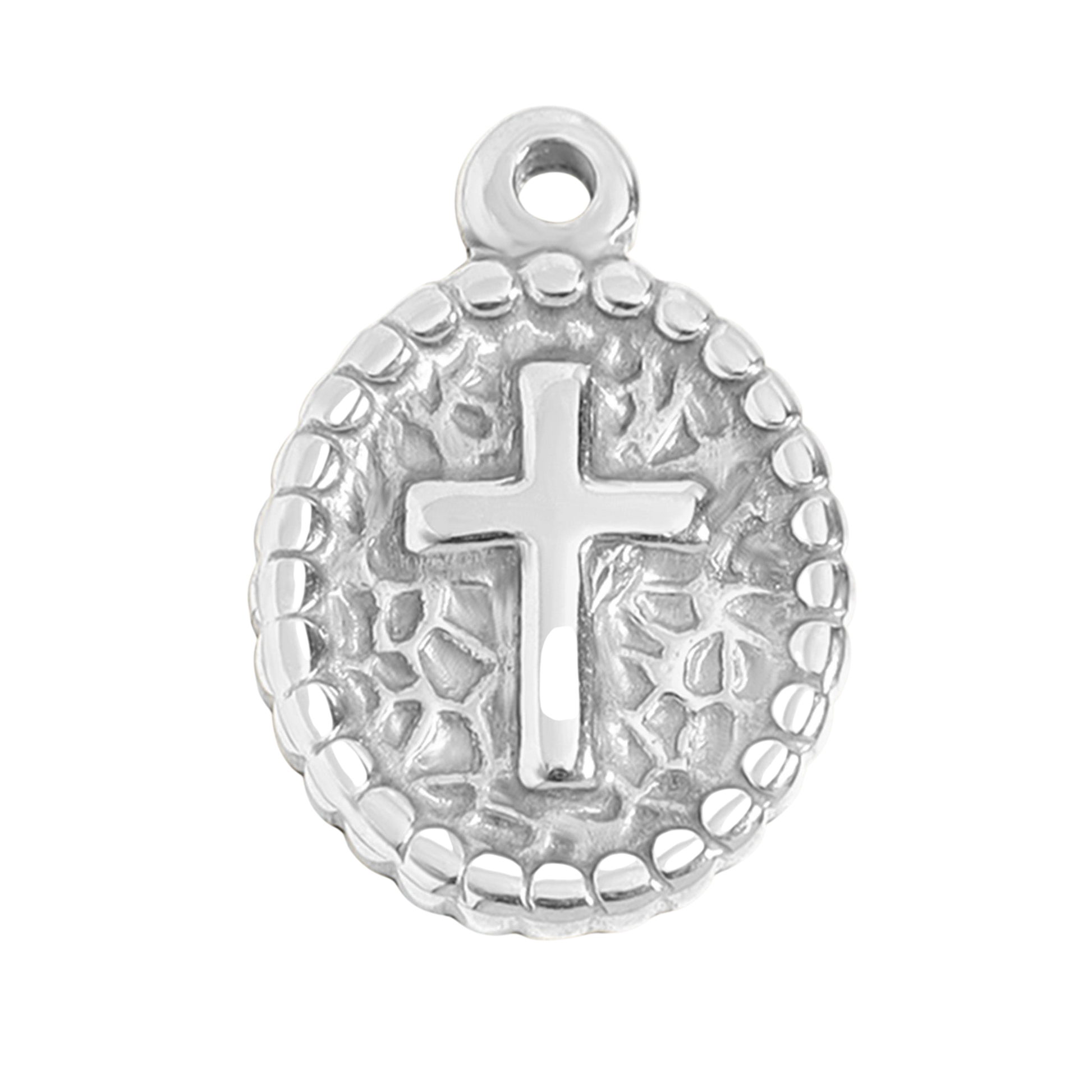 Kereszt charm 316L rozsdamentes acél, hipoallergén, vallási ékszer
